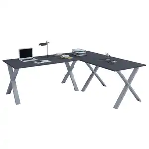 Mid.you Eckschreibtisch, Anthrazit, Silber, Metall, Holzwerkstoff, U-Form, 160x76x190 cm, seitenverkehrt montierbar, Arbeitszimmer, Schreibtische, Eckschreibtische