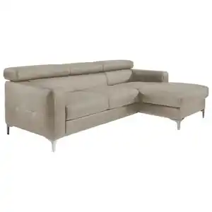 Livetastic Ecksofa, Grau, Leder, Echtleder, Rindleder, 4-Sitzer, Ottomane rechts, L-Form, 226x169 cm, Made in EU, seitenverkehrt erhältlich, Armteil links, rechts, Wohnzimmer, Sofas & Couches, Wohnl