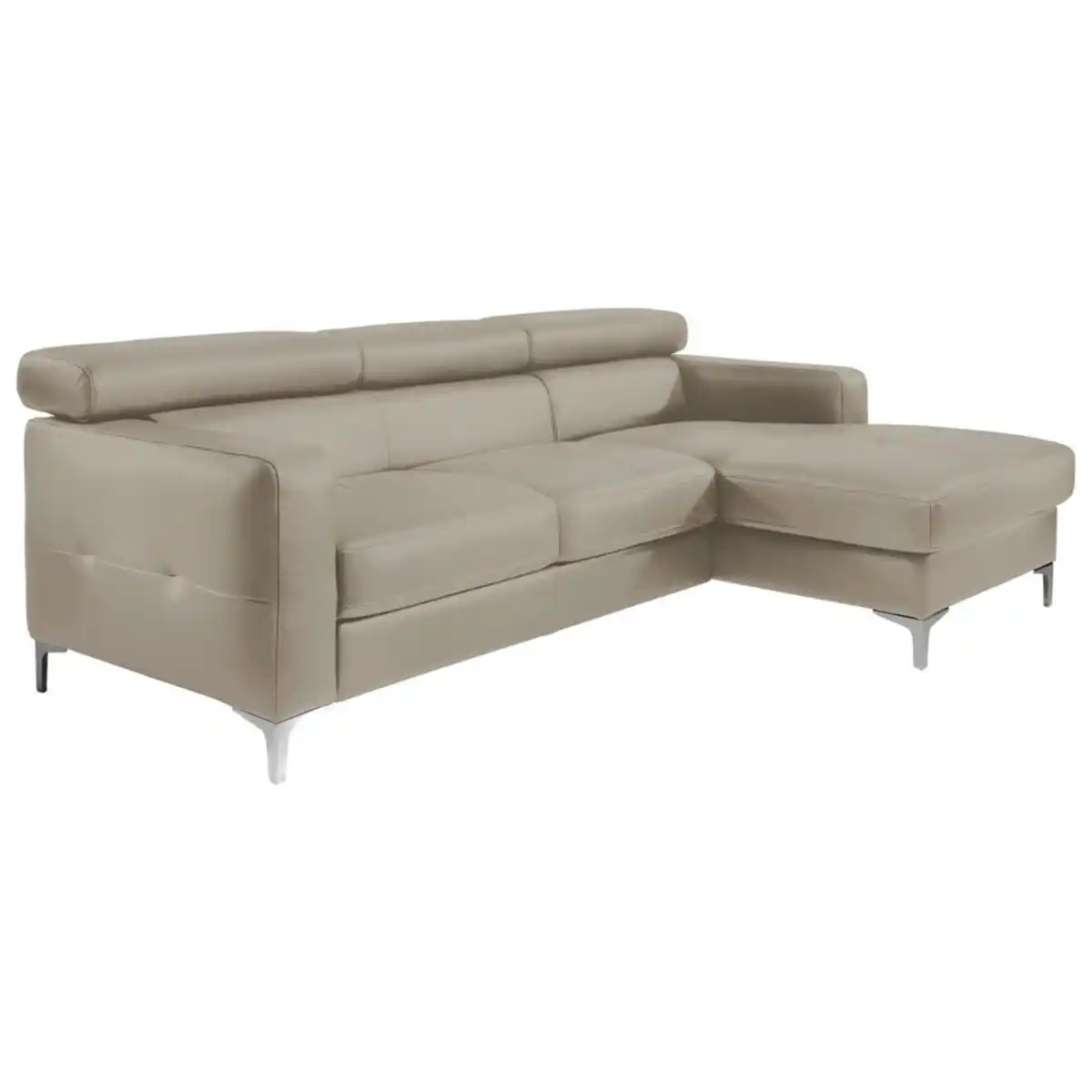 Bild 1 von Livetastic Ecksofa, Grau, Leder, Echtleder, Rindleder, 4-Sitzer, Ottomane rechts, L-Form, 226x169 cm, Made in EU, seitenverkehrt erhältlich, Armteil links, rechts, Wohnzimmer, Sofas & Couches, Wohnl