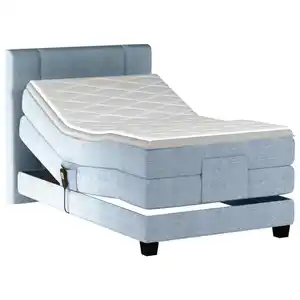 Esposa Boxspringbett, Hellblau, Textil, Kiefer, vollmassiv, H3, 7,7-Zonen, Höhe ca. 18 cm, 120x200 cm, gepolstertes Kopfteil, Stoffauswahl, Schlafzimmer, Betten, Boxspringbetten