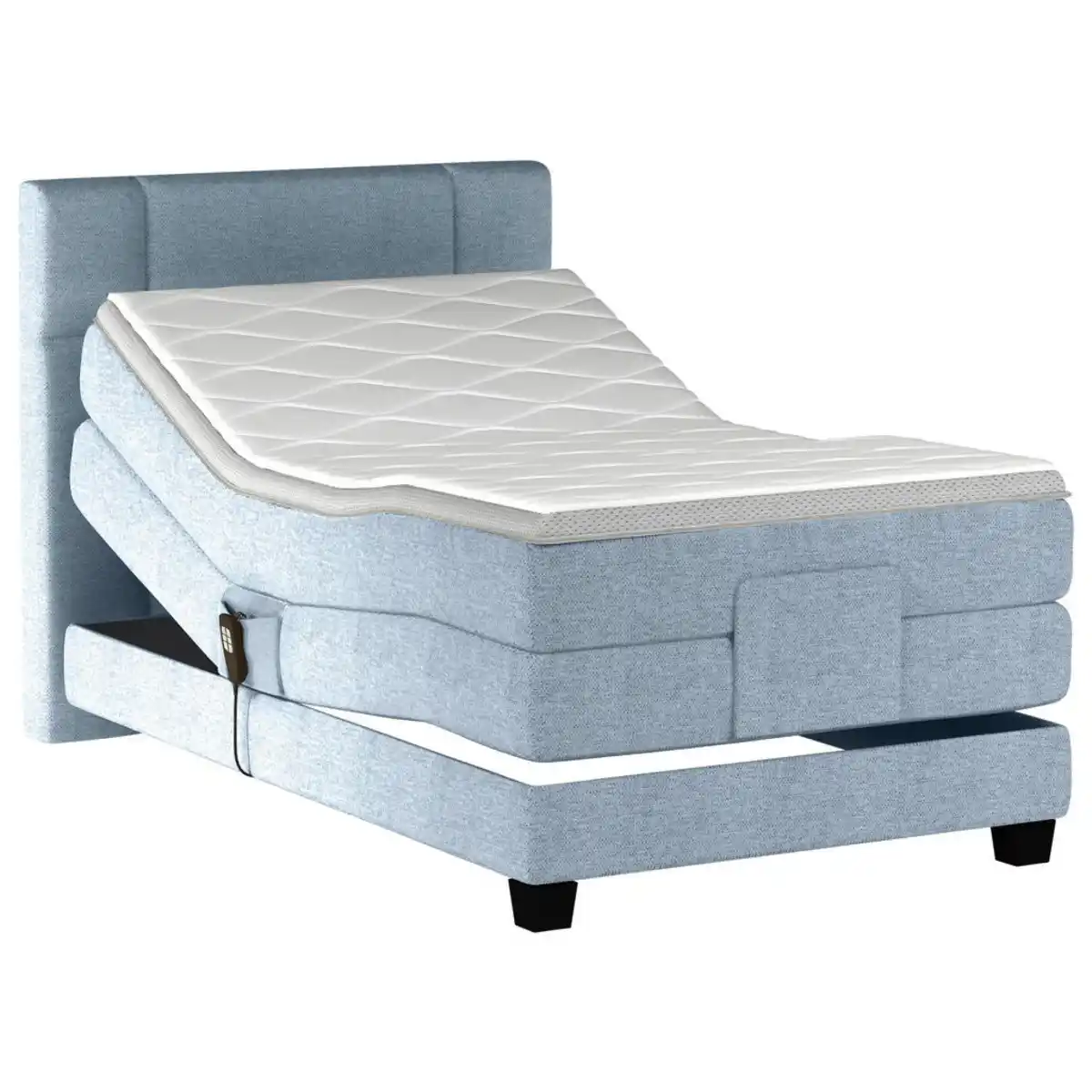 Bild 1 von Esposa Boxspringbett, Hellblau, Textil, Kiefer, vollmassiv, H3, 7,7-Zonen, Höhe ca. 18 cm, 120x200 cm, gepolstertes Kopfteil, Stoffauswahl, Schlafzimmer, Betten, Boxspringbetten