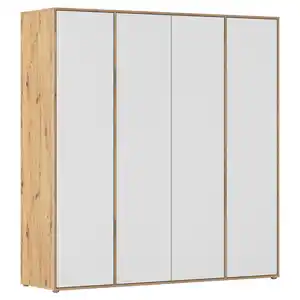 Rauch Möbel Drehtürenschrank, Weiß, Eiche Artisan, Holzwerkstoff, 7 Fächer, 187x194x53 cm, Blauer Engel, Goldenes M, Made in Germany, Schlafzimmer, Kleiderschränke, Drehtürenschränke