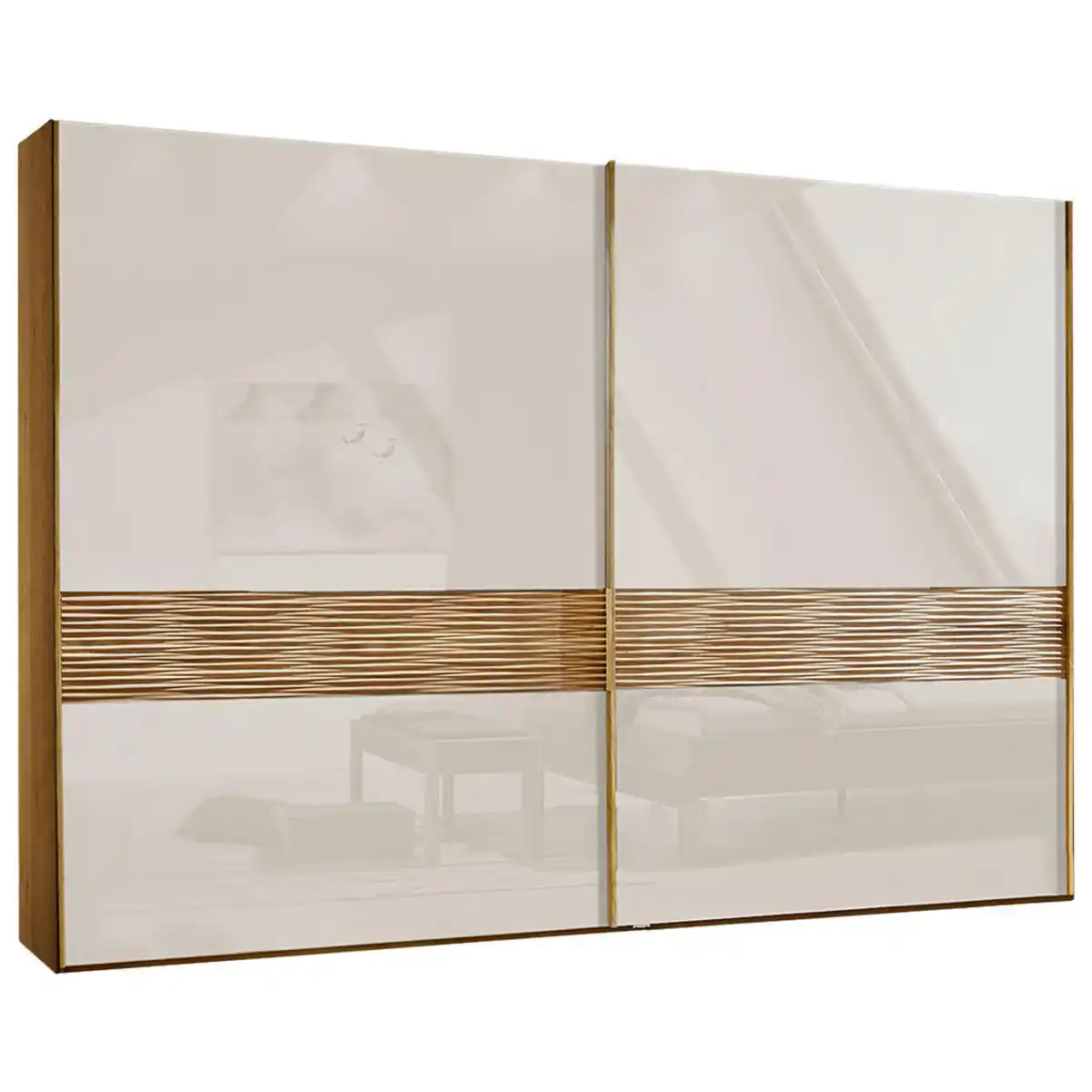Bild 1 von Dieter Knoll Schwebetürenschrank, Eiche, Champagner, Holzwerkstoff, Eiche, teilmassiv, 6 Fächer, 250x217x67 cm, Beimöbel erhältlich, in verschiedenen Größen individuell planbar, Schlafzimmer, K