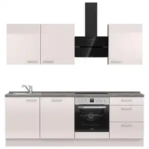 Nobilia Küchenleerblock Flash, Schiefer, Hellgrau, Metall, 3 Schublade(n) Schubladen, nur wie online abgebildet bestellbar, 240 cm, Blauer Engel, Pefc, Goldenes M, Made in Germany, DGM-Klimapakt, se