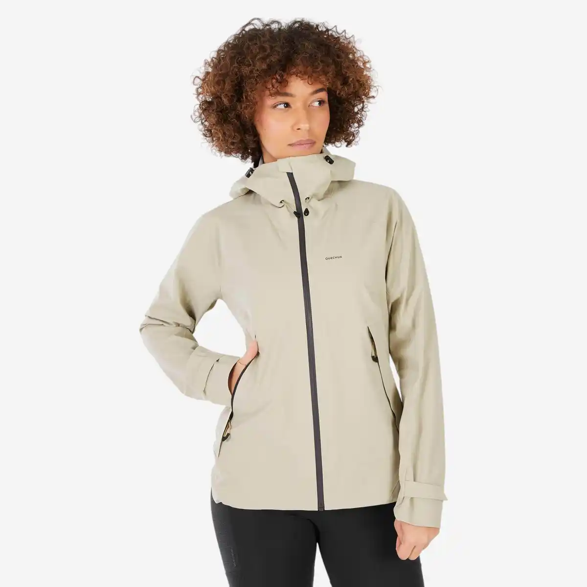 Bild 1 von QUECHUA Regenjacke Damen wasserdicht Wandern - MH500 beige
