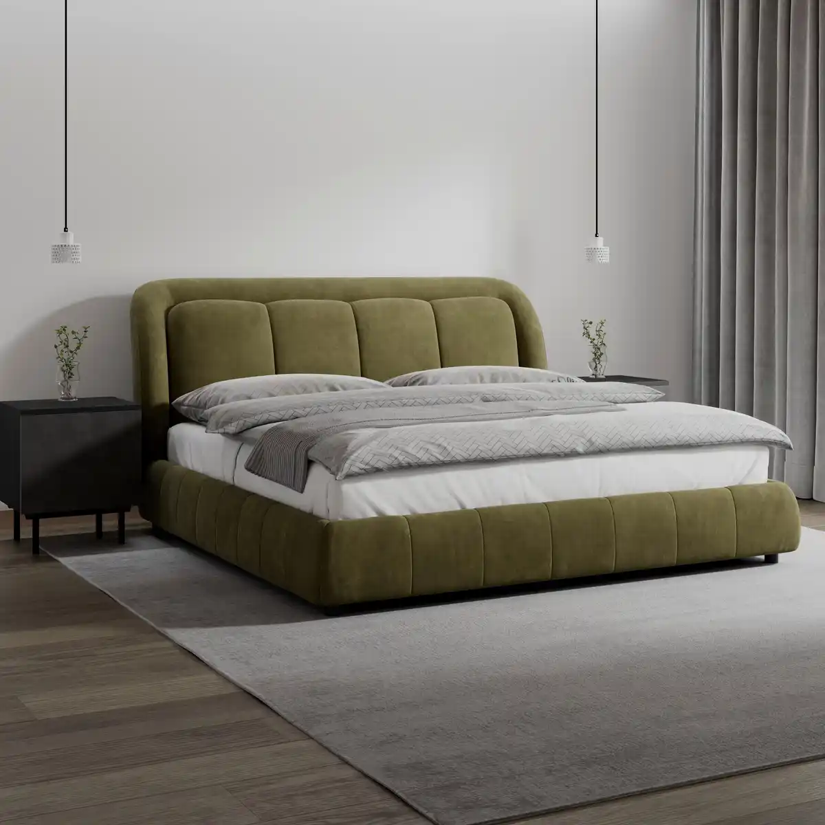 Bild 1 von Polsterbett Anton Olive ca. 180x200 cm, Dunkelgrün