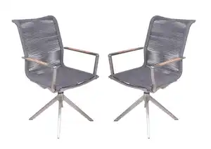 Gartenstuhl-Set Rubiera Anthrazit/Teak 2er-Set, Anthrazit, Braun, Silberfarben