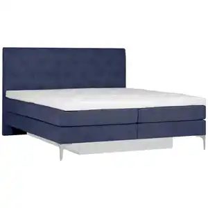 Welnova Boxspringbett, Blau, Textil, H4 + H5, 7-Zonen, Höhe ca. 17 cm, 180x200 cm, Bettkasten, gepolstertes Kopfteil, Stoffauswahl, Topper durchgehend, in verschiedenen Größen erhältlich, Schlafz