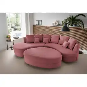 Livetastic Wohnlandschaft, Koralle, Textil, 4-Sitzer, Füllung: Schaumstoff, Ottomane links, organische Form, 300x160 cm, Made in EU, seitenverkehrt erhältlich, Rücken echt, Wohnzimmer, Sofas & Cou
