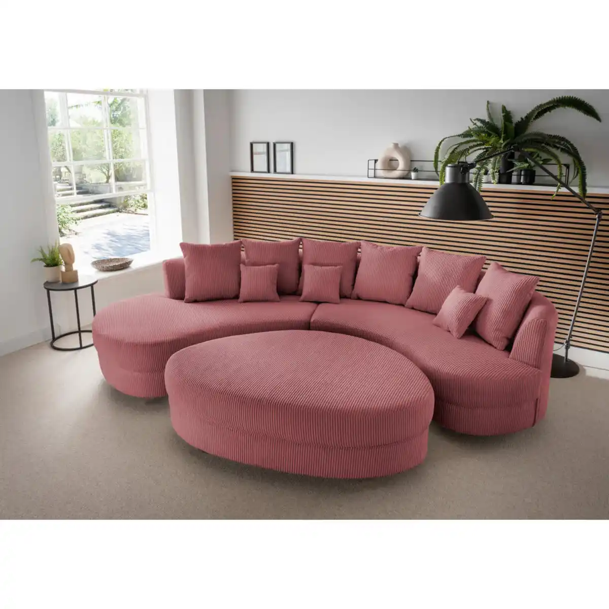 Bild 1 von Livetastic Wohnlandschaft, Koralle, Textil, 4-Sitzer, Füllung: Schaumstoff, Ottomane links, organische Form, 300x160 cm, Made in EU, seitenverkehrt erhältlich, Rücken echt, Wohnzimmer, Sofas & Cou