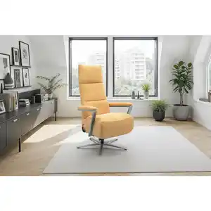 Sit & More Relaxsessel TV Vario Comfort E L3, Gelb, Textil, 70x128x85 cm, Goldenes M, Oeko-Tex® Standard 100, Made in Europe, DGM-Klimapakt, Liegefunktion, Aufstehhilfe, Herz-Waage-Funktion, Sitzfl