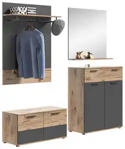 Garderobe Mason 4-teilig ca.195x200x38cm Grau