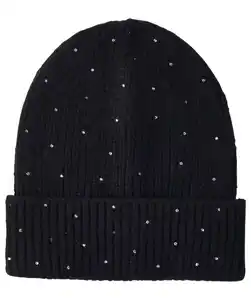 Strickmütze mit Strass, schwarz