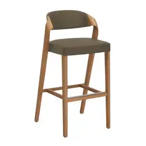 Voglauer Barhocker, Schlamm, Wildeiche, Holz, Leder, Echtleder, Rindleder, Wildeiche, massiv, konisch, 52x103x52 cm, Goldenes M, Made in Austria, Lederauswahl, Esszimmer, Barmöbel, Barhocker