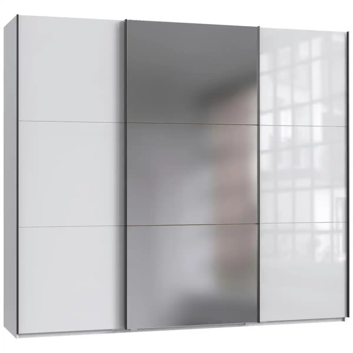 Bild 1 von Stylife Schwebetürenschrank, Weiß, Metall, 3 Fächer, 250x216x65 cm, BQ - Bündnis für Qualität, Made in Germany, DIN EN ISO 9001, Typenauswahl, in verschiedenen Größen erhältlich, Holzdekoren