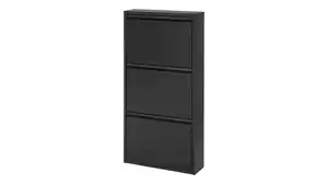 Schuhschrank schwarz lackiert 50 x 105 cm - 3-türig - KARL