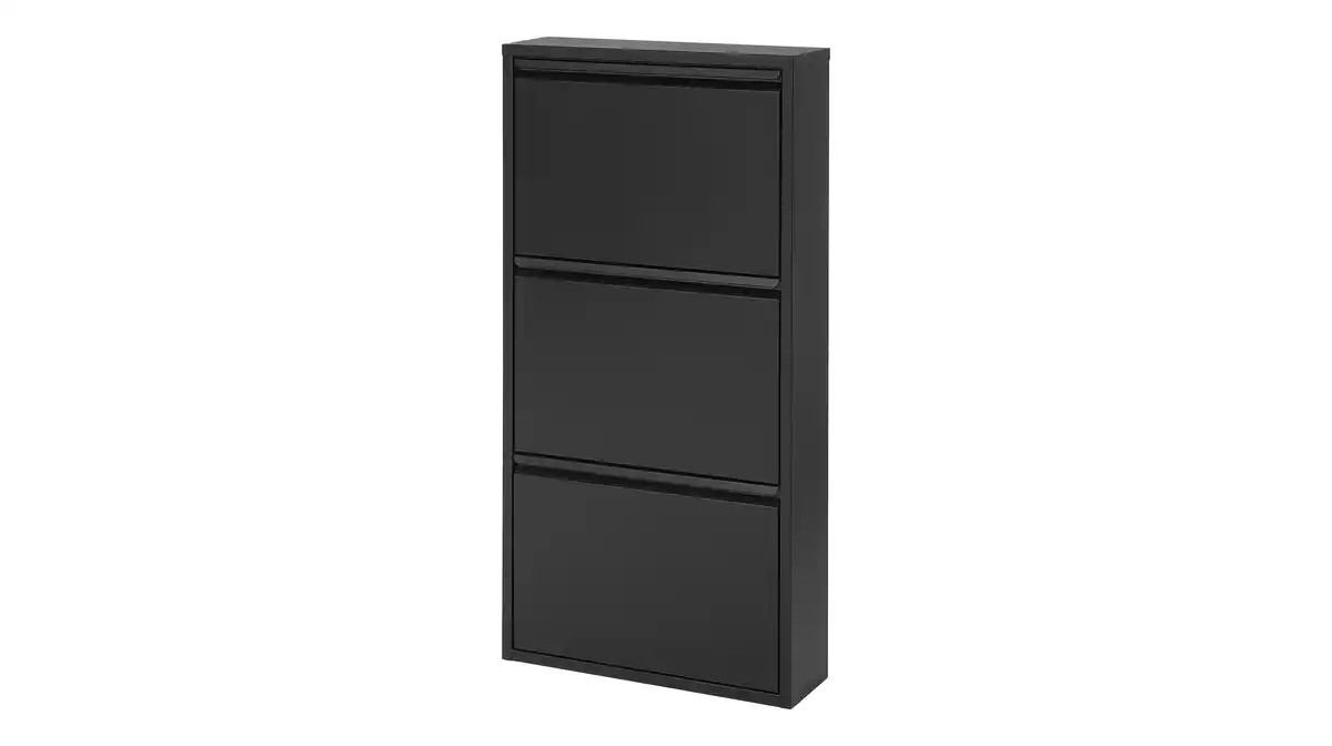 Bild 1 von Schuhschrank schwarz lackiert 50 x 105 cm - 3-türig - KARL