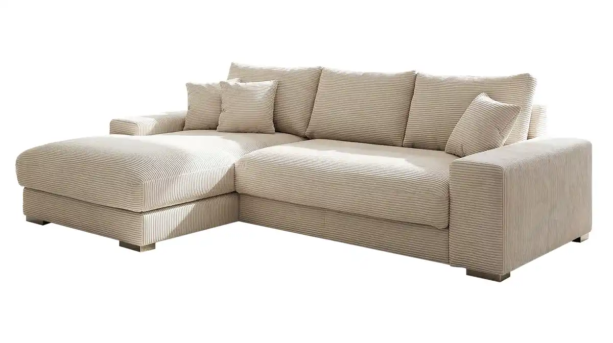 Bild 1 von Ecksofa Cord beige 285 x 176 cm - OT links - SYDNEY