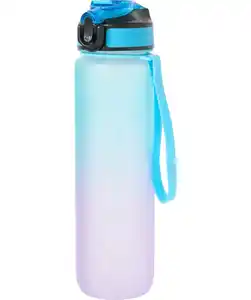 Trinkflasche mit Strohhalm, hellblau