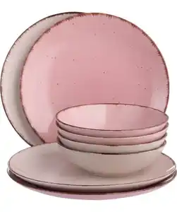 Geschirrset "Natur Look", rosa