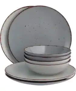 Geschirrset "Natur Look", grau