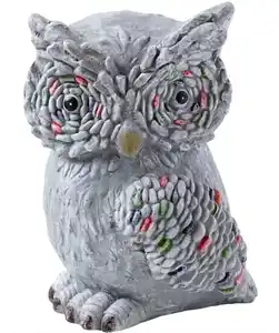 Garten Deko-Eule in Mosaikoptik, grau