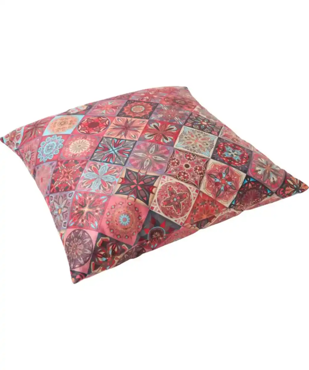 Bild 1 von Buntes Kissen, rot gemustert