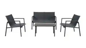 Gartenmöbel Set 4-teilig schwarz Gartentisch 85 x 44 cm - LENI