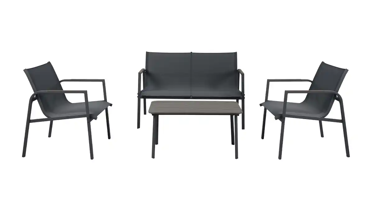 Bild 1 von Gartenmöbel Set 4-teilig schwarz Gartentisch 85 x 44 cm - LENI