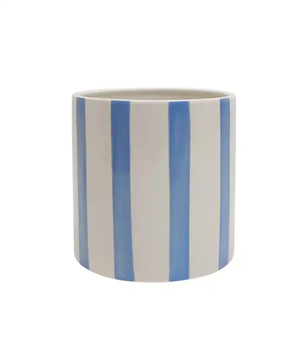 Bild 1 von Übertopf mit Streifen, hellblau