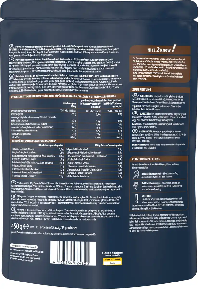 Bild 3 von WellMix Whey Protein Chocolate Flavour, 450 g