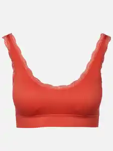 Damen Bustier seamless mit Rippe und Spitze Pink