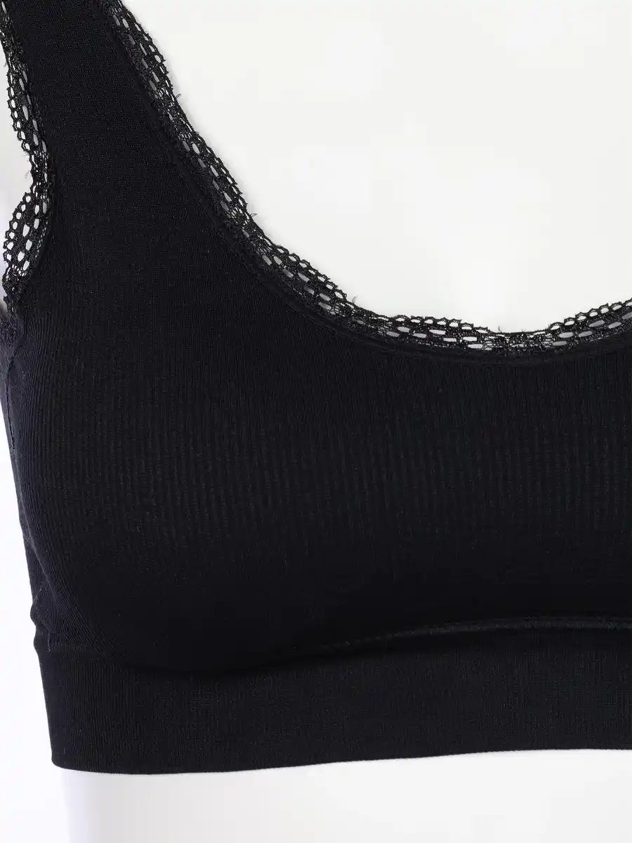 Bild 3 von Damen Bustier seamless mit Rippe und Spitze Schwarz