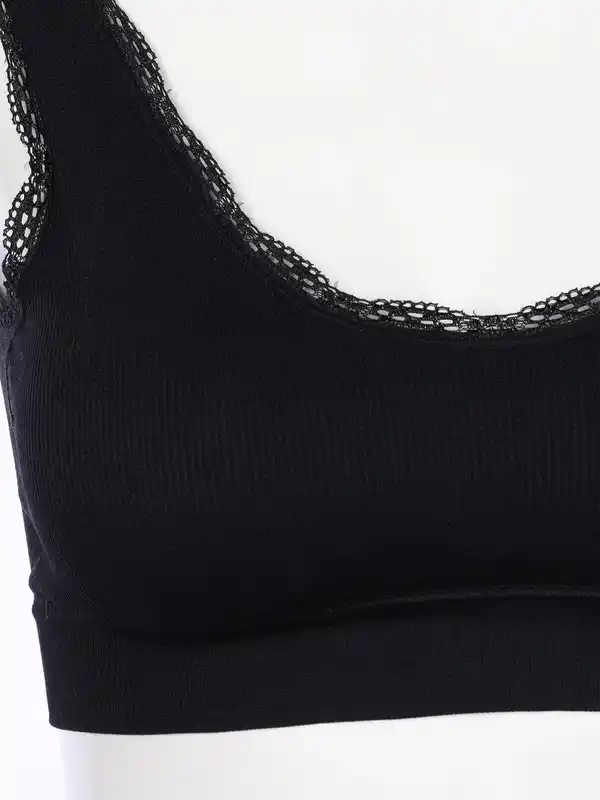 Bild 3 von Damen Bustier seamless mit Rippe und Spitze Schwarz