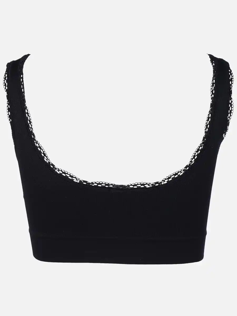Bild 2 von Damen Bustier seamless mit Rippe und Spitze Schwarz