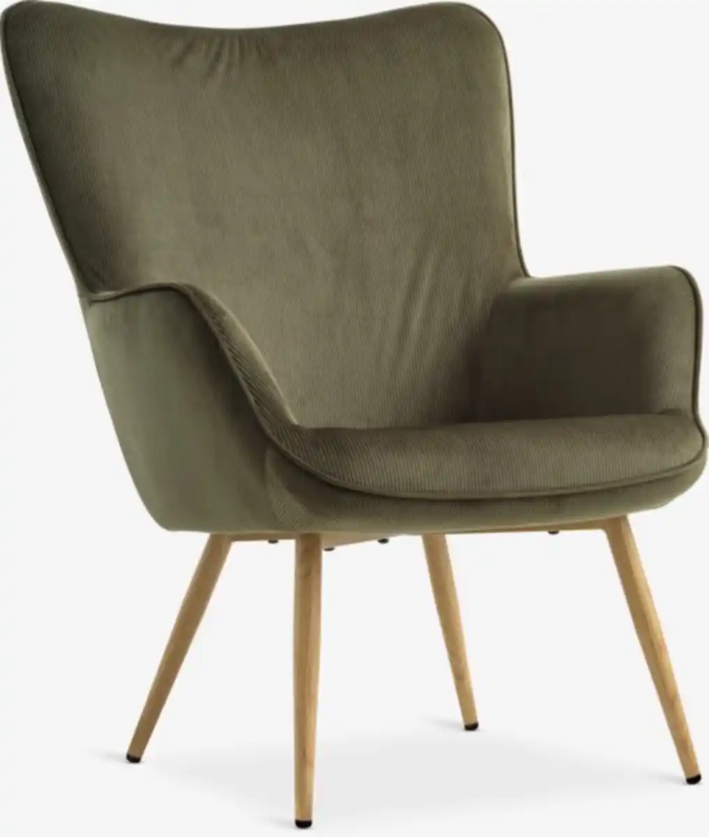 Bild 1 von Sessel HUNDESTED Cord grün/Eiche natur