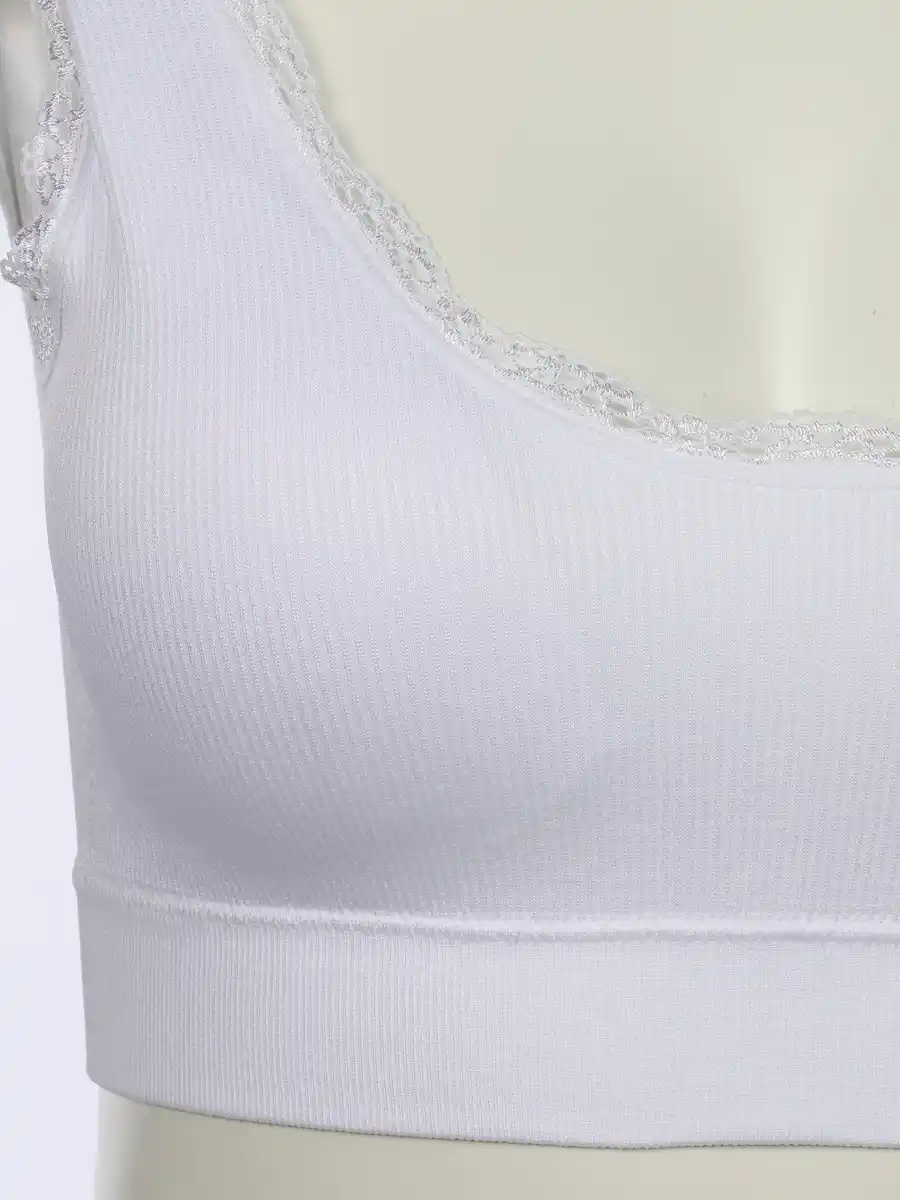 Bild 3 von Damen Bustier seamless mit Rippe und Spitze Weiß
