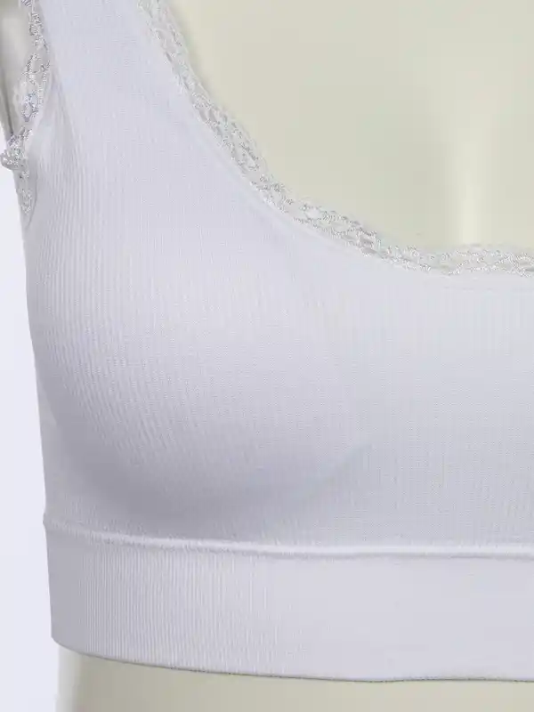 Bild 3 von Damen Bustier seamless mit Rippe und Spitze Weiß