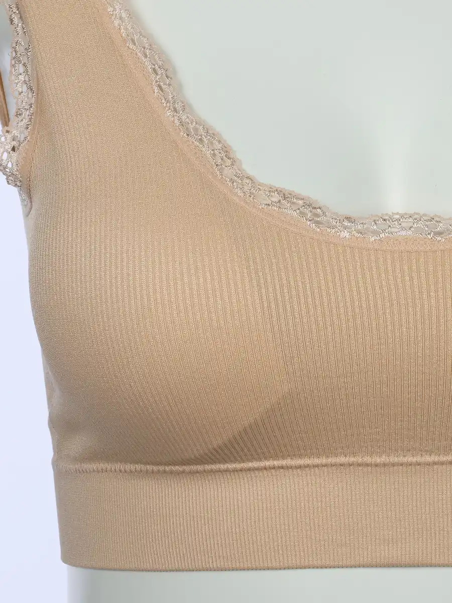 Bild 3 von Damen Bustier seamless mit Rippe und Spitze Weiß