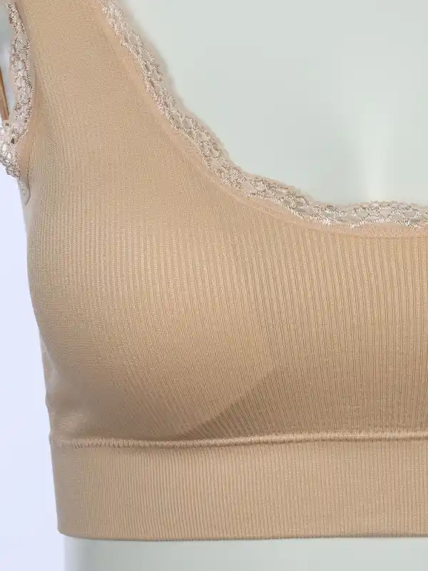 Bild 3 von Damen Bustier seamless mit Rippe und Spitze Weiß