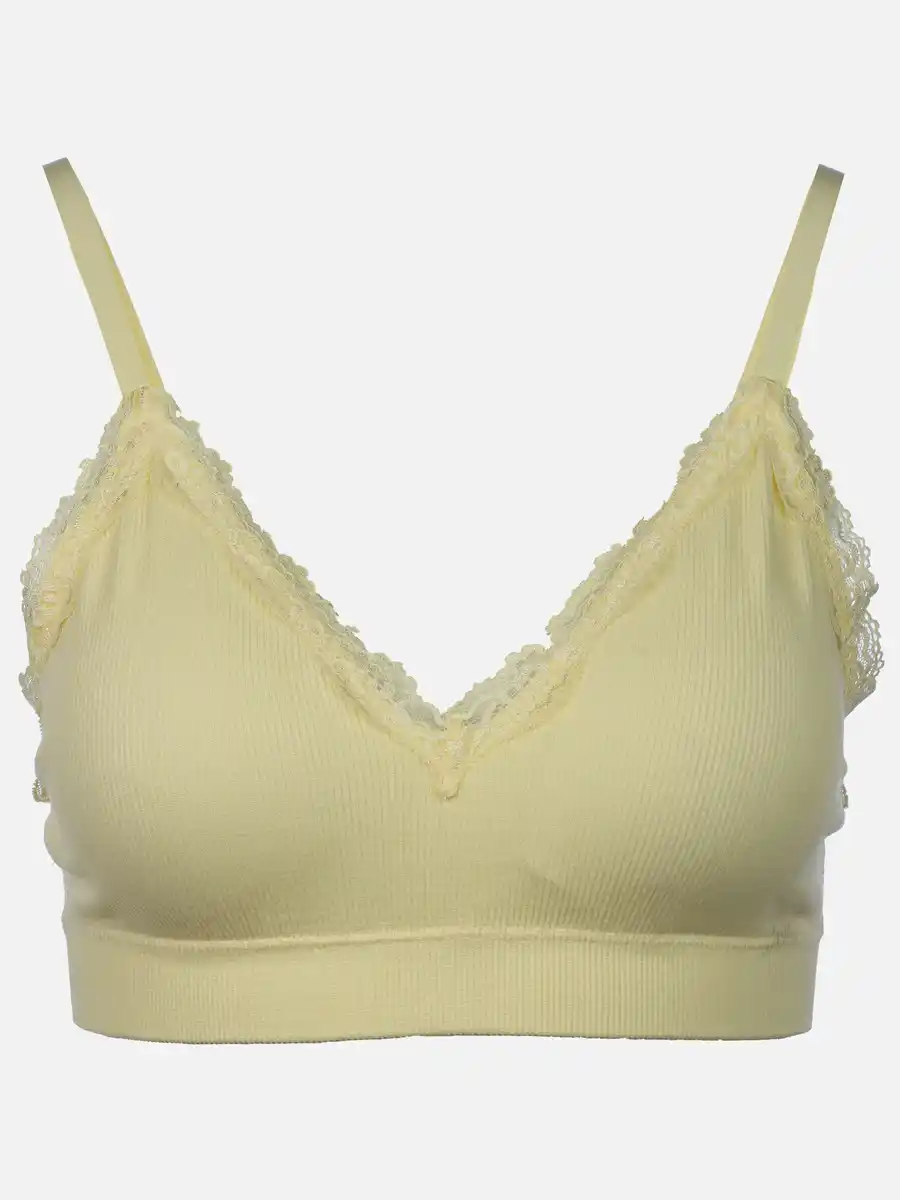 Bild 1 von Damen Soft BH seamless mit Ripp und Spitze Gelb