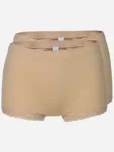 Damen Panty seamless im 2er Pack mit Ripp und Spitze Weiß