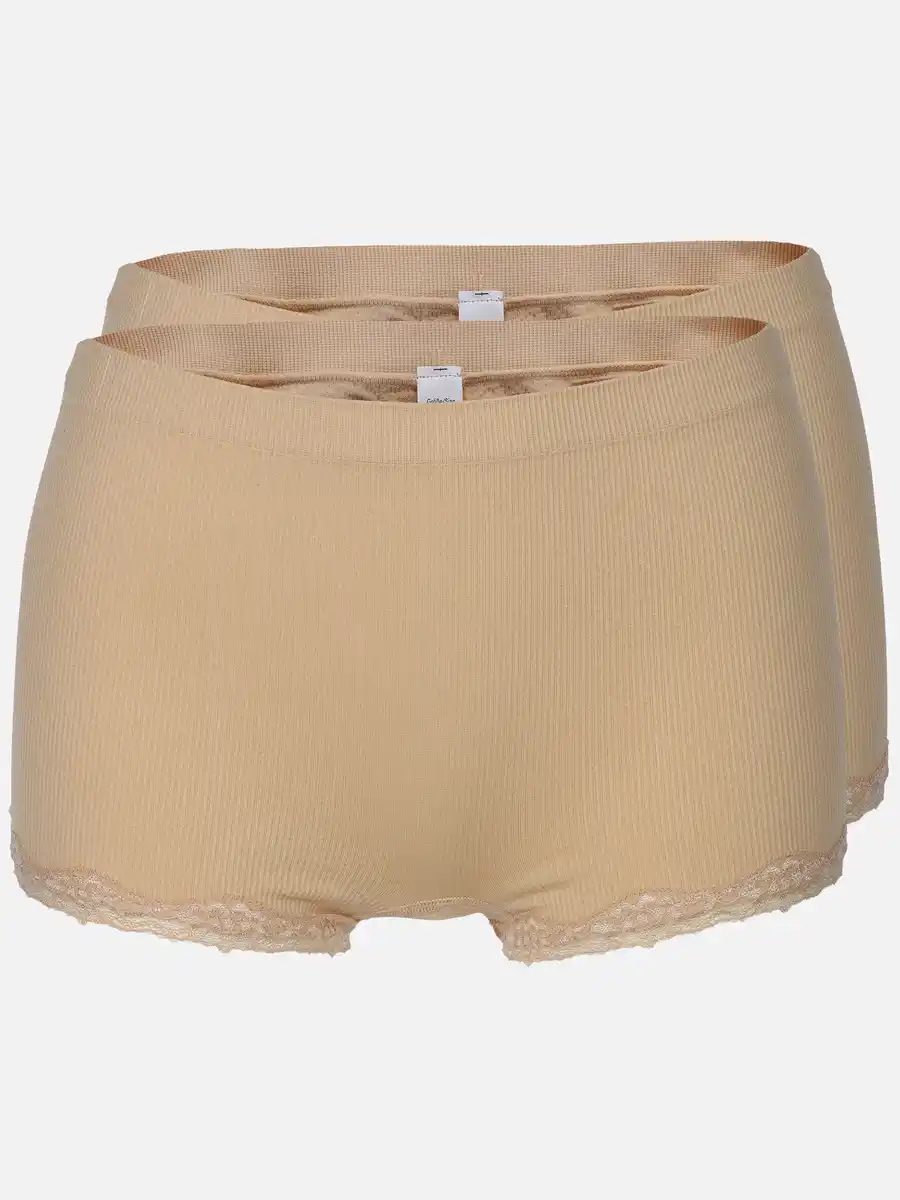 Bild 1 von Damen Panty seamless im 2er Pack mit Ripp und Spitze Weiß