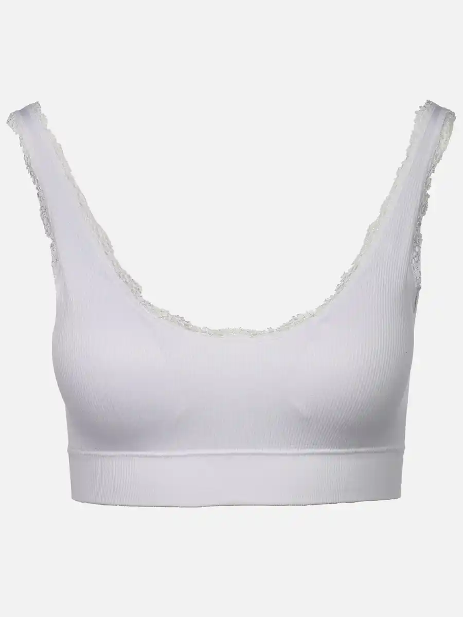 Bild 1 von Damen Bustier seamless mit Rippe und Spitze Weiß