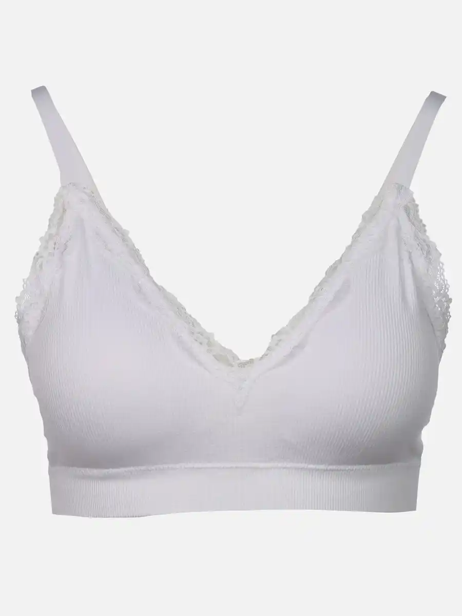 Bild 1 von Damen Soft BH seamless mit Ripp und Spitze Weiß