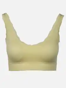 Damen Bustier seamless mit Rippe und Spitze Gelb
