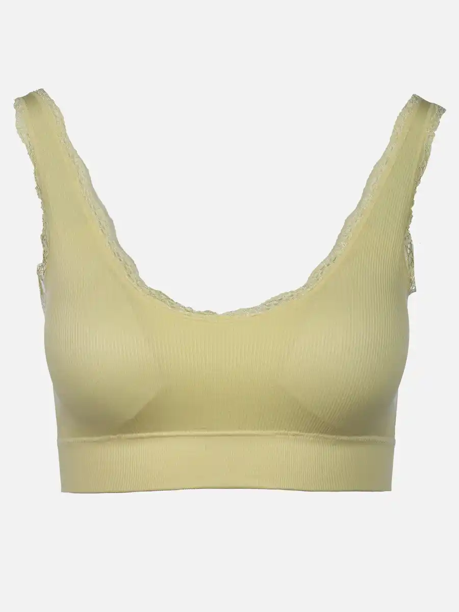 Bild 1 von Damen Bustier seamless mit Rippe und Spitze Gelb