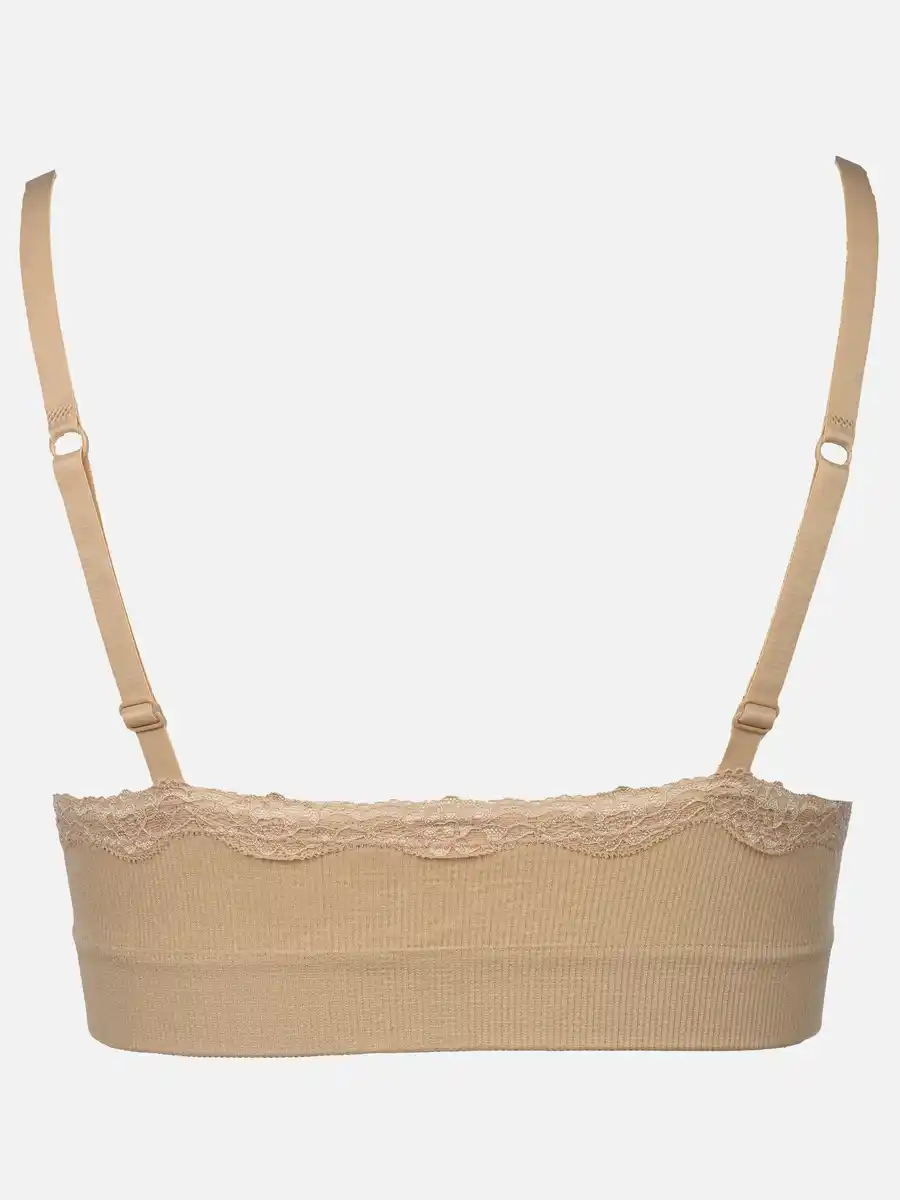 Bild 2 von Damen Soft BH seamless mit Ripp und Spitze Weiß