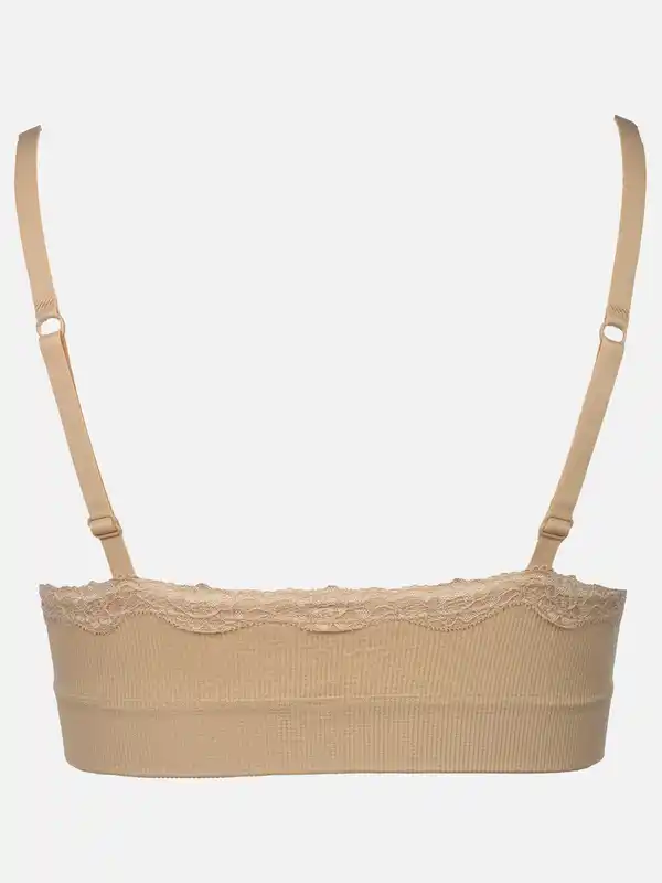Bild 2 von Damen Soft BH seamless mit Ripp und Spitze Weiß