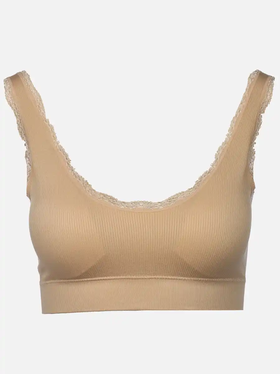 Bild 1 von Damen Bustier seamless mit Rippe und Spitze Weiß